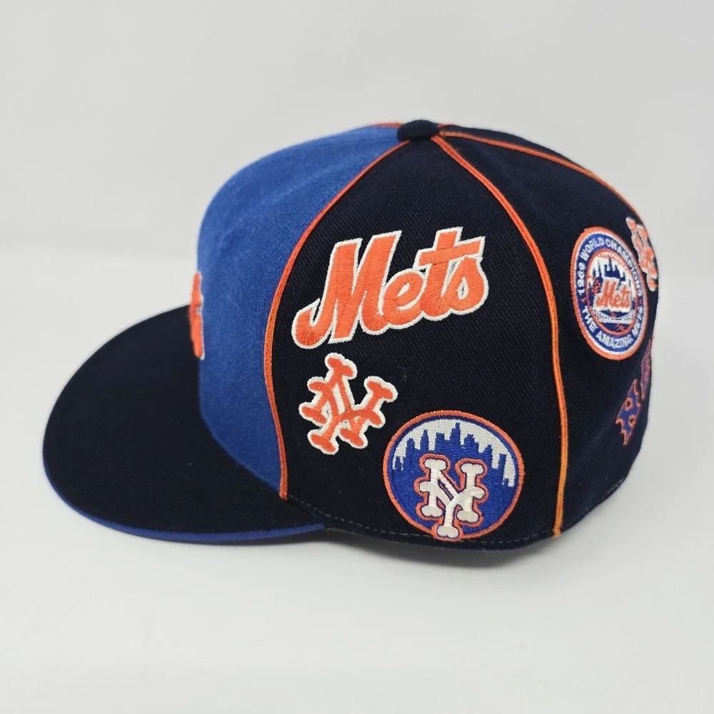 American Needle New York Mets Cooperstown Collection Multi Logo Hat Blue 7 7/8